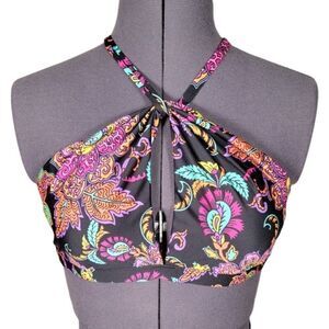 NWOT Cleanwater Floral Keyhole Bikini Top Sz XS